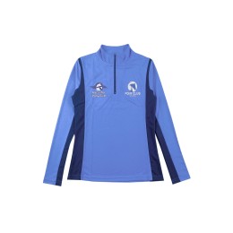 Custom-made blue long-sleeved stand-neck polo shirt with fashionable design and printed LOGO contrast color patchwork equestrian club equestrian competition 100%Polyester JQ3018 P1530 Custom-made blue long-sleeved stand-neck polo shirt with fashionable design and printed LOGO contrast color patchwork equestrian club equestrian competition 100%Polyester JQ3018 P1530